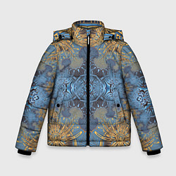 Куртка зимняя для мальчика Коллекция Фрактальная мозаика Желто-синий 292-6-n1, цвет: 3D-светло-серый