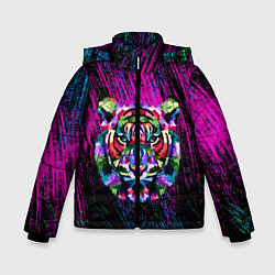 Куртка зимняя для мальчика Тигр Красочный 2022, цвет: 3D-красный