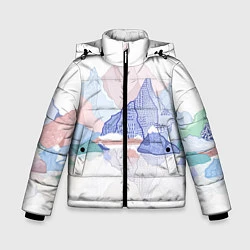Зимняя куртка для мальчика Разноцветные пастельные оттенки гор в отражении во