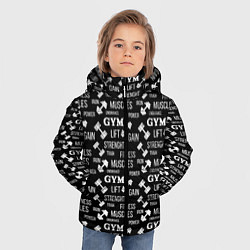 Куртка зимняя для мальчика Тренировка с гантелями, цвет: 3D-черный — фото 2