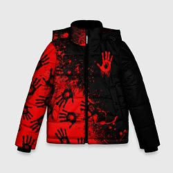 Куртка зимняя для мальчика Death Stranding Отпечаток рук паттерн, цвет: 3D-черный