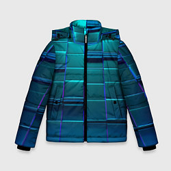 Куртка зимняя для мальчика 3D квадраты неоновые, цвет: 3D-черный