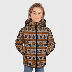 Куртка зимняя для мальчика Вязаный новогодний стиль ёлка и тигренок, цвет: 3D-светло-серый — фото 2