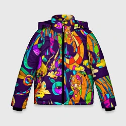 Куртка зимняя для мальчика Все смешалост-тигры,змеи, цвет: 3D-светло-серый