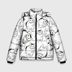 Куртка зимняя для мальчика КОТИКИ МЕМ МЯУ, цвет: 3D-черный