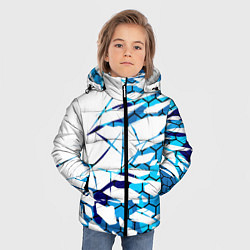 Куртка зимняя для мальчика 3D ВЗРЫВ ПЛИТ Белые и синие осколки, цвет: 3D-светло-серый — фото 2