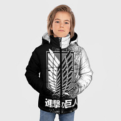Куртка зимняя для мальчика Чёрно-Белый Логотип Атака Титанов, цвет: 3D-красный — фото 2