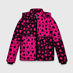 Куртка зимняя для мальчика Черно-Розовые сердца, цвет: 3D-черный