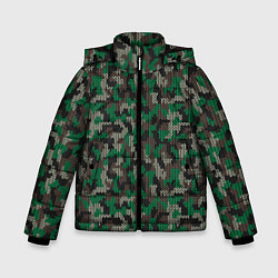 Куртка зимняя для мальчика Зелёный Вязаный Камуфляж, цвет: 3D-светло-серый