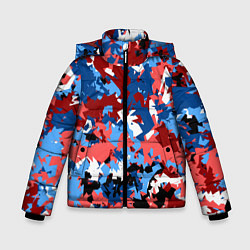 Куртка зимняя для мальчика Красно-синий камуфляж, цвет: 3D-черный