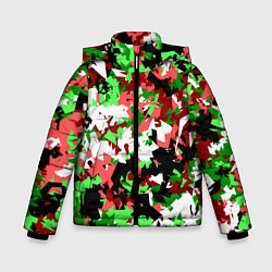 Куртка зимняя для мальчика Красно-зеленый камуфляж, цвет: 3D-светло-серый
