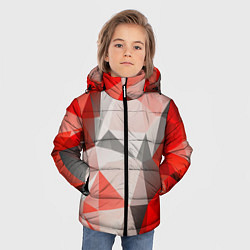 Куртка зимняя для мальчика Красно-серая геометрия, цвет: 3D-светло-серый — фото 2