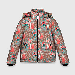 Куртка зимняя для мальчика Лисички паттерн лисы, цвет: 3D-светло-серый