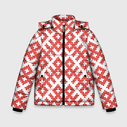 Куртка зимняя для мальчика Славянский орнамент этнический узор, цвет: 3D-красный