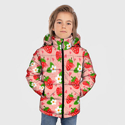 Куртка зимняя для мальчика Клубника паттерн, цвет: 3D-светло-серый — фото 2