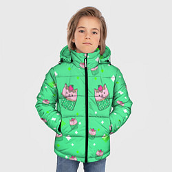 Куртка зимняя для мальчика Кот капкейк, цвет: 3D-черный — фото 2