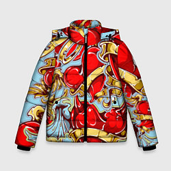 Куртка зимняя для мальчика Сердца влюбленных, цвет: 3D-красный