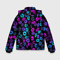 Куртка зимняя для мальчика Неоновые поцелуи, цвет: 3D-светло-серый