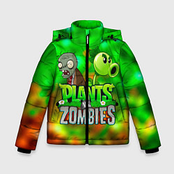 Куртка зимняя для мальчика Plants vs Zombies горохострел и зомби, цвет: 3D-черный