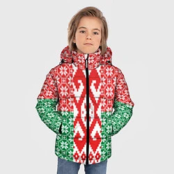 Куртка зимняя для мальчика Белоруссия Обережные Узоры Алатырь, цвет: 3D-красный — фото 2