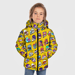 Куртка зимняя для мальчика Особые редкие значки Бравл Пины желтый фон Brawl S, цвет: 3D-светло-серый — фото 2