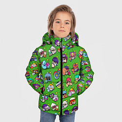Куртка зимняя для мальчика Особые редкие значки Бравл Пины зеленый фон Brawl, цвет: 3D-светло-серый — фото 2