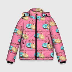 Куртка зимняя для мальчика Яркие пончики паттерн, цвет: 3D-светло-серый