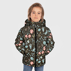 Куртка зимняя для мальчика Цветы и ягоды паттерн, цвет: 3D-красный — фото 2