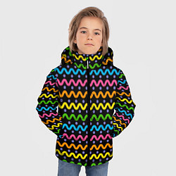 Куртка зимняя для мальчика Разноцветные волнистые линии, цвет: 3D-красный — фото 2
