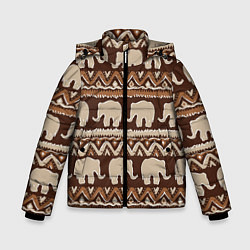 Куртка зимняя для мальчика Слоны паттерн, цвет: 3D-черный