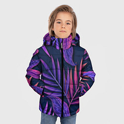 Куртка зимняя для мальчика Neon Tropical plants pattern, цвет: 3D-черный — фото 2