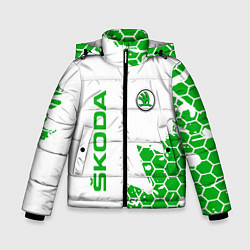 Куртка зимняя для мальчика SKODA Логотип СОТЫ, цвет: 3D-черный