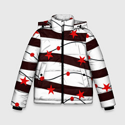 Куртка зимняя для мальчика Красные Звезды На Волнах, цвет: 3D-светло-серый
