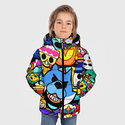 Куртка зимняя для мальчика BRAWL Значки на скины бойцов Пины Бравл Старс, цвет: 3D-черный — фото 2
