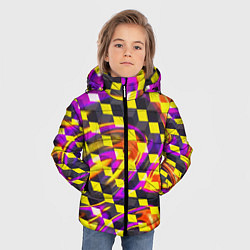 Куртка зимняя для мальчика Черно-желтые кубы, цвет: 3D-черный — фото 2