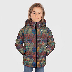 Куртка зимняя для мальчика Разноцветные Кубические Узоры, цвет: 3D-красный — фото 2
