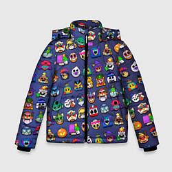 Куртка зимняя для мальчика Значки на скины Бравл Старс Brawl Синий градиент П, цвет: 3D-светло-серый