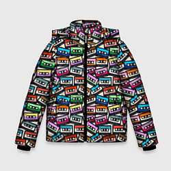 Куртка зимняя для мальчика Ретро Музыка Аудиокассеты, цвет: 3D-светло-серый