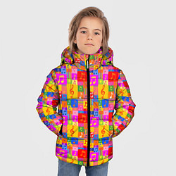 Куртка зимняя для мальчика Красочные Музыкальные Ноты, цвет: 3D-красный — фото 2