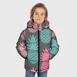 Куртка зимняя для мальчика Большие неоновые ананасы, цвет: 3D-светло-серый — фото 2
