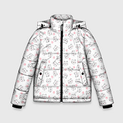 Зимняя куртка для мальчика Кошачий паттерн с щечками и лапками Милота