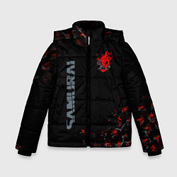 Куртка зимняя для мальчика Cyberpunk 2077 samurai Паттерн, цвет: 3D-светло-серый