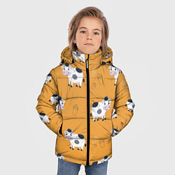 Куртка зимняя для мальчика Веселые коровки с ведрами молока, цвет: 3D-светло-серый — фото 2