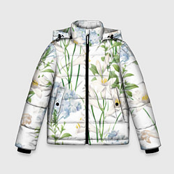 Куртка зимняя для мальчика Цветы Утонченные и Яркие, цвет: 3D-светло-серый