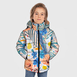 Куртка зимняя для мальчика Цветы Яркие Тропические, цвет: 3D-красный — фото 2