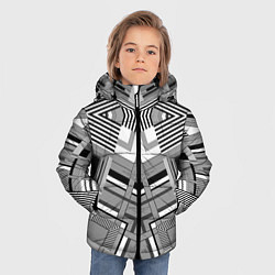 Куртка зимняя для мальчика Черно белый современный геометрический узор Симмет, цвет: 3D-светло-серый — фото 2