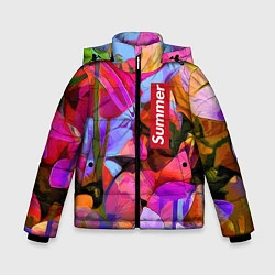 Куртка зимняя для мальчика Красочный летний цветочный паттерн Summer color pa, цвет: 3D-черный