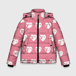 Куртка зимняя для мальчика Орнамент сердце кот, цвет: 3D-красный