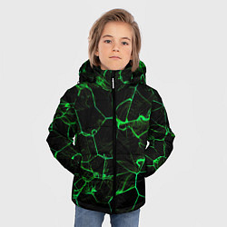 Куртка зимняя для мальчика Абстракция - Черно-зеленый фон - дым, цвет: 3D-светло-серый — фото 2