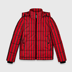 Зимняя куртка для мальчика Красно-черный узор в полоску